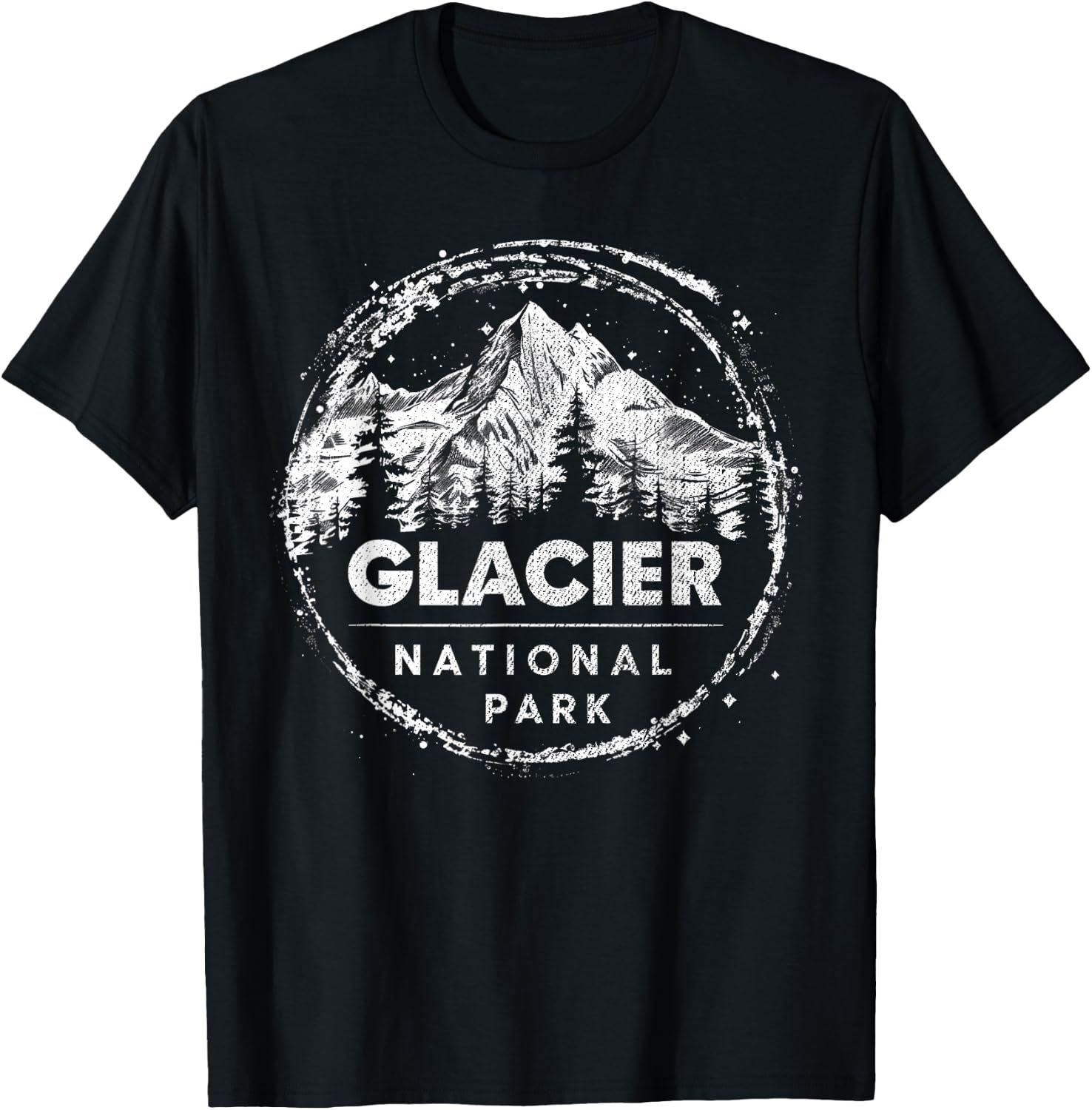 Glacier - US National Park Vintage Men Women Kids Retro T-Shirt - T-Shirt | Black