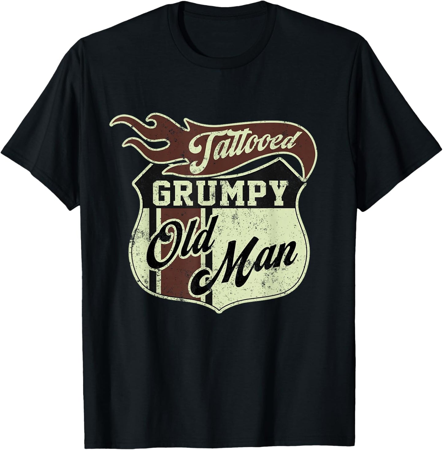 Tattooed Grumpy Old Man Saying Tattoo Vintage T-Shirt - T-Shirt | Black
