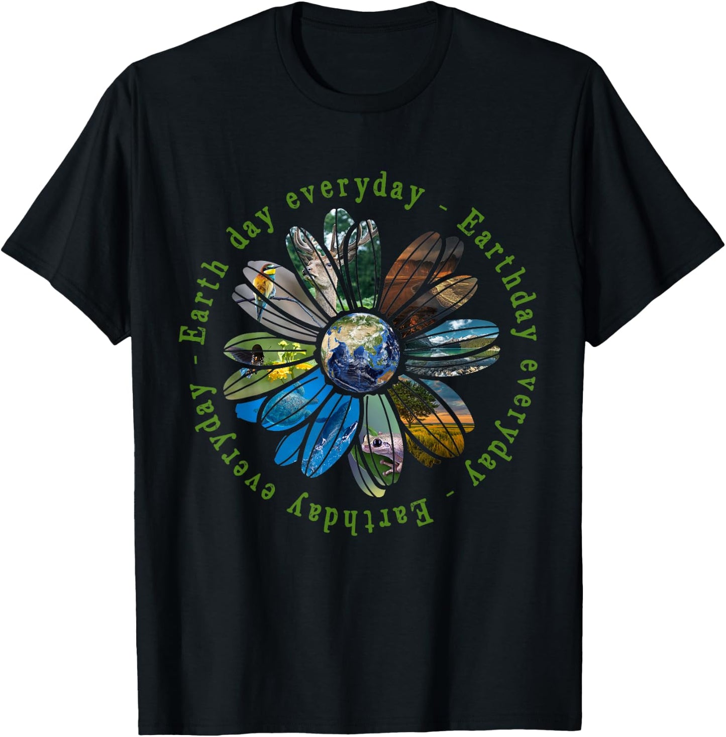 Funny Earth Day Everyday Sunflower Earth Animal Lovers T-Shirt - T-Shirt | Black