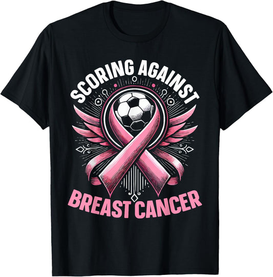 Soccer Breast Cancer Awareness Month Pink Ribbon T-Shirt - T-Shirt | Black