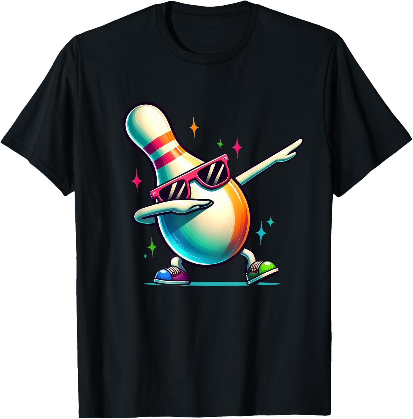 Bowling Pin Dabbing Sunglasses Bowler Player Kids Boys Men T-Shirt - T-Shirt | Black