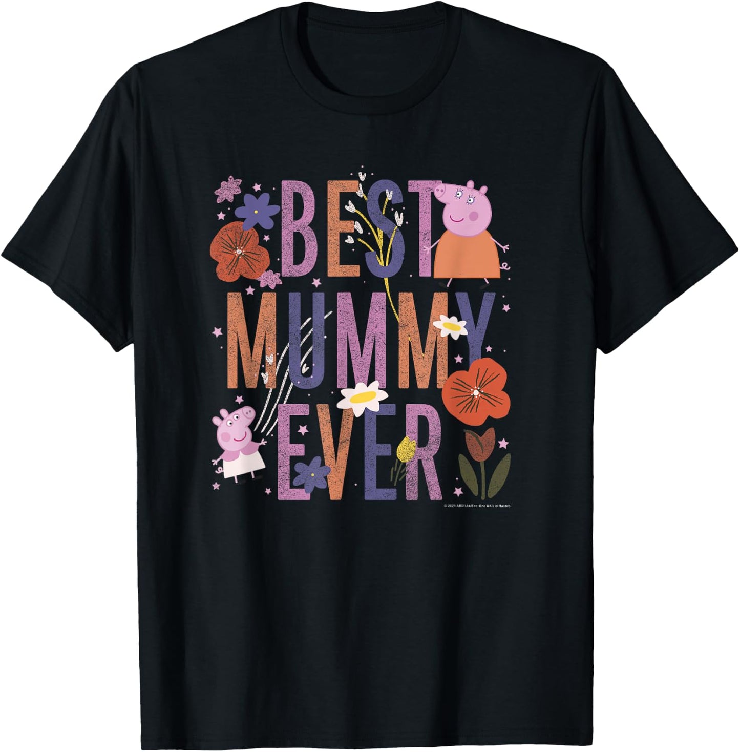 Peppa Pig Mother's Day Best Mummy Ever Vintage Floral T-Shirt - T-Shirt | Black
