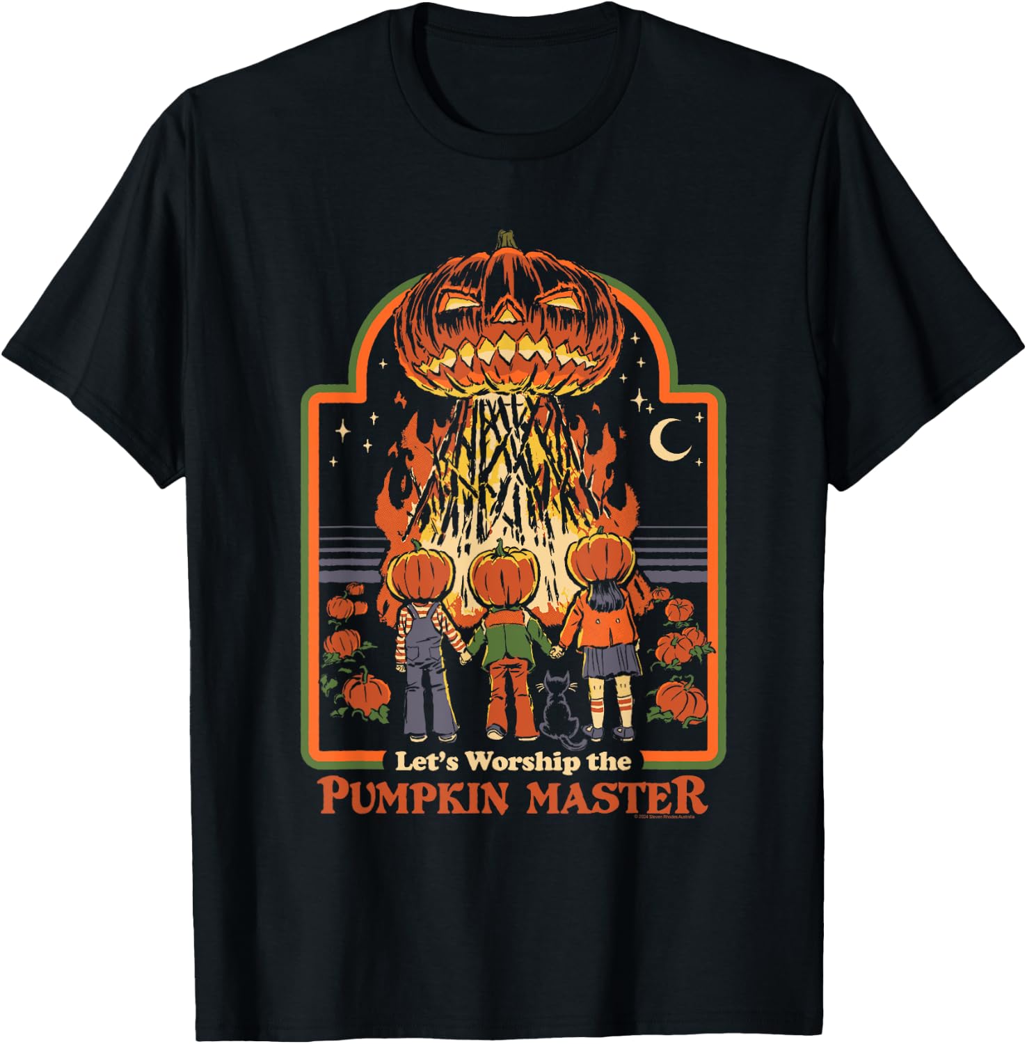 Steven Rhodes Let's Worship The Pumpkin Master Dark Humor T-Shirt - T-Shirt | Black