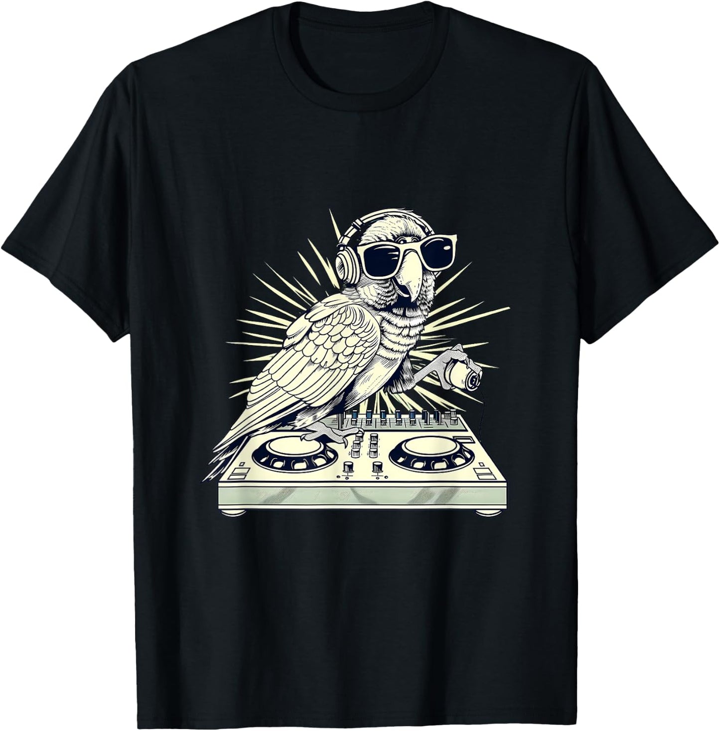 Parrot DJ Turntable DJ Parrot Bird EDM House Music Producer T-Shirt - T-Shirt | Black