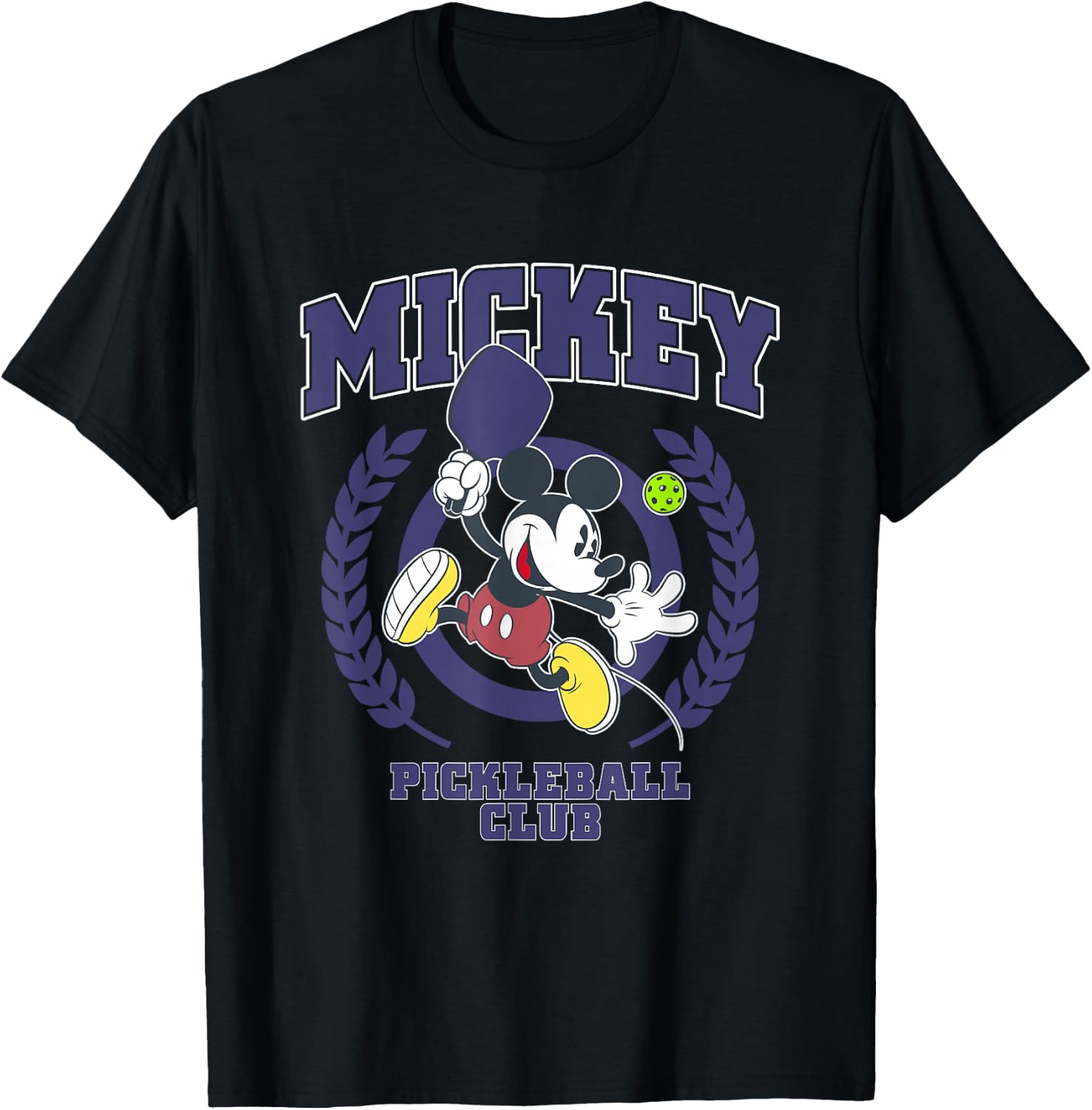 Disney Mickey and Friends Pickleball Club Big Chest Logo T-Shirt - T-Shirt | Black