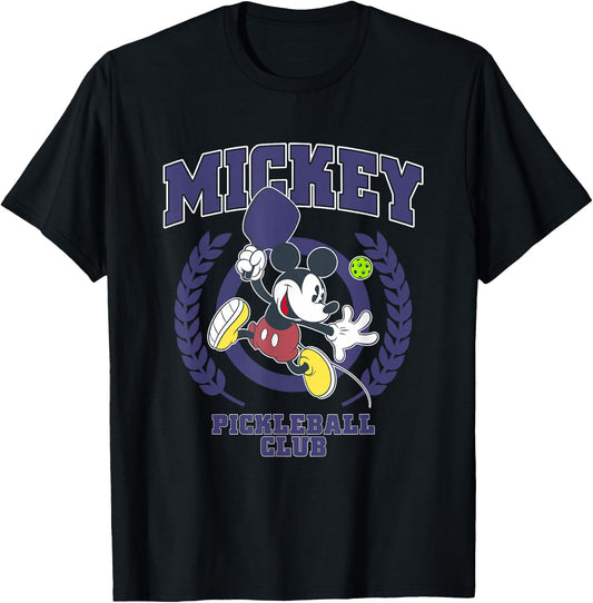 Disney Mickey and Friends Pickleball Club Big Chest Logo T-Shirt - T-Shirt | Black