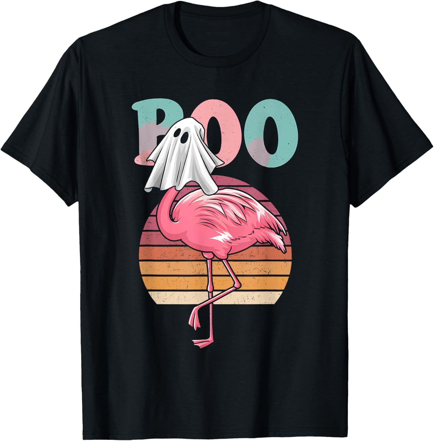 Flamingo Ghost Boo Pink Halloween Costume Flamingo Lover T-Shirt - T-Shirt | Black