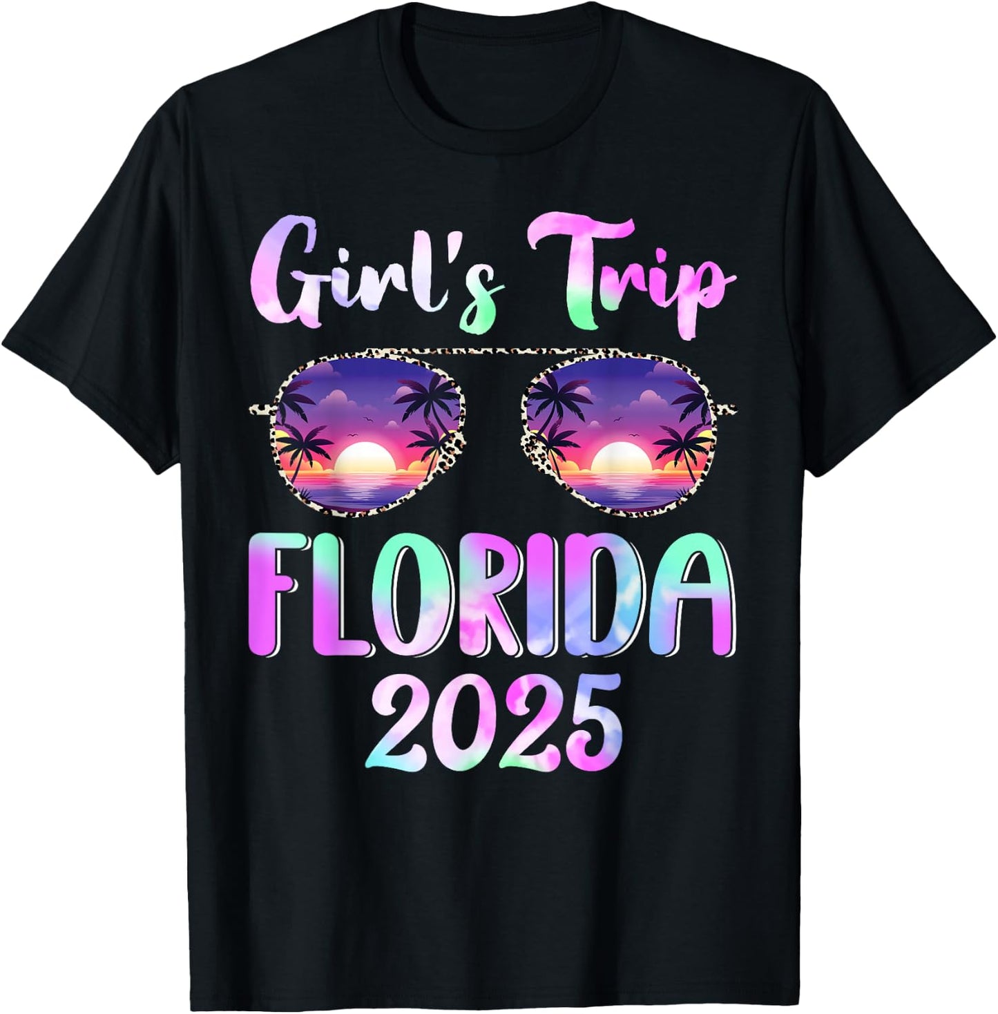 Girl's Trip Florida 2025 Summer Beach Weekend Vacation T-Shirt - T-Shirt | Black