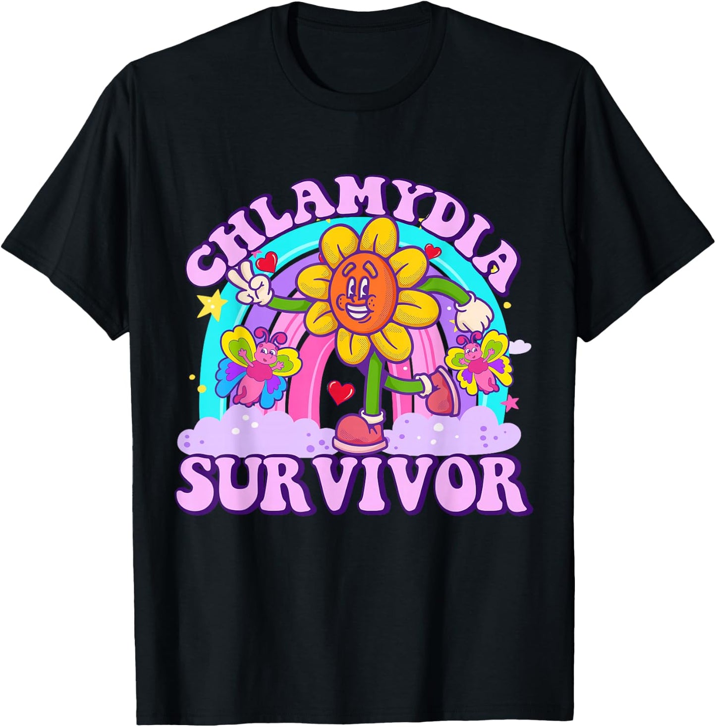 Chlamydia Survivor Funny Sarcastic Ironic Y2K Inappropriate T-Shirt - T-Shirt | Black