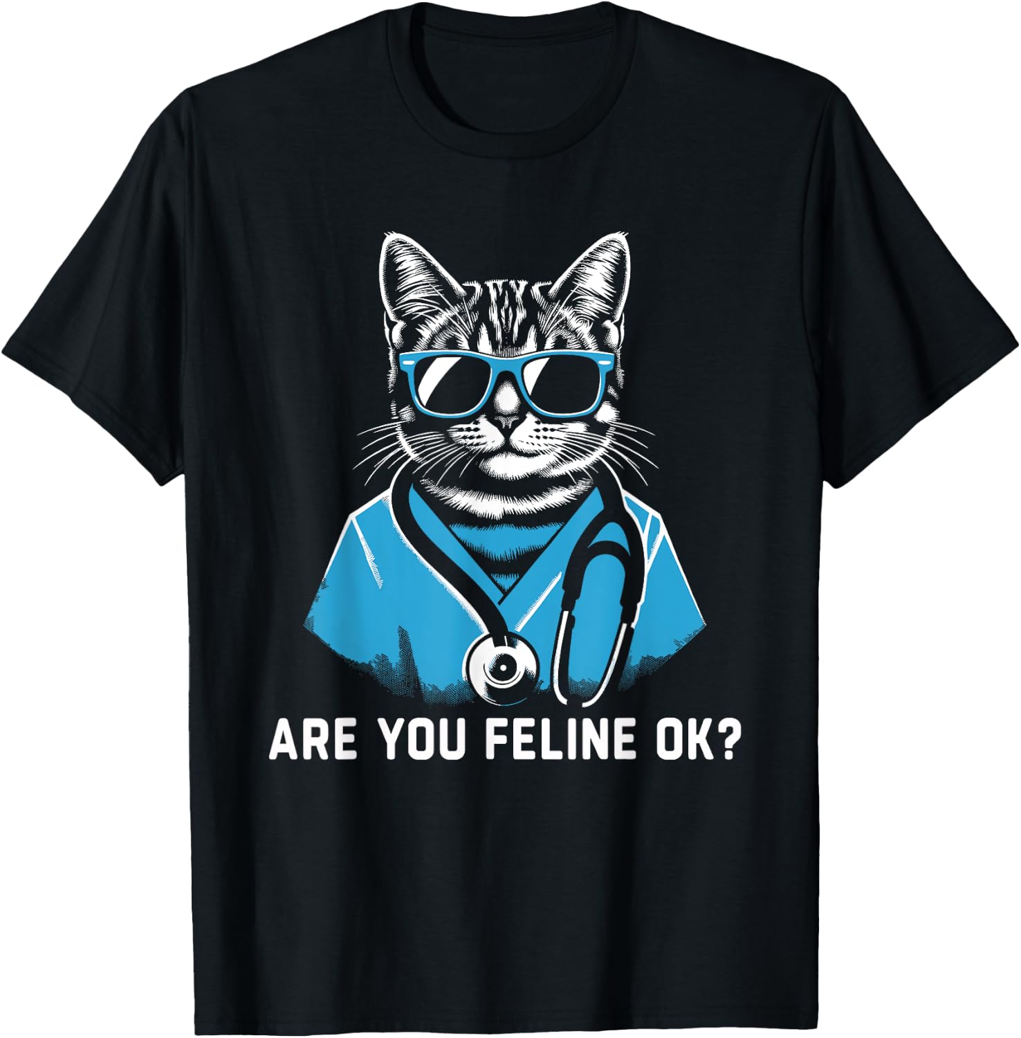 Retro Cat Nurse Gifts Nurse Week Gifts Men Women Funny Nurse T-Shirt - T-Shirt | Black