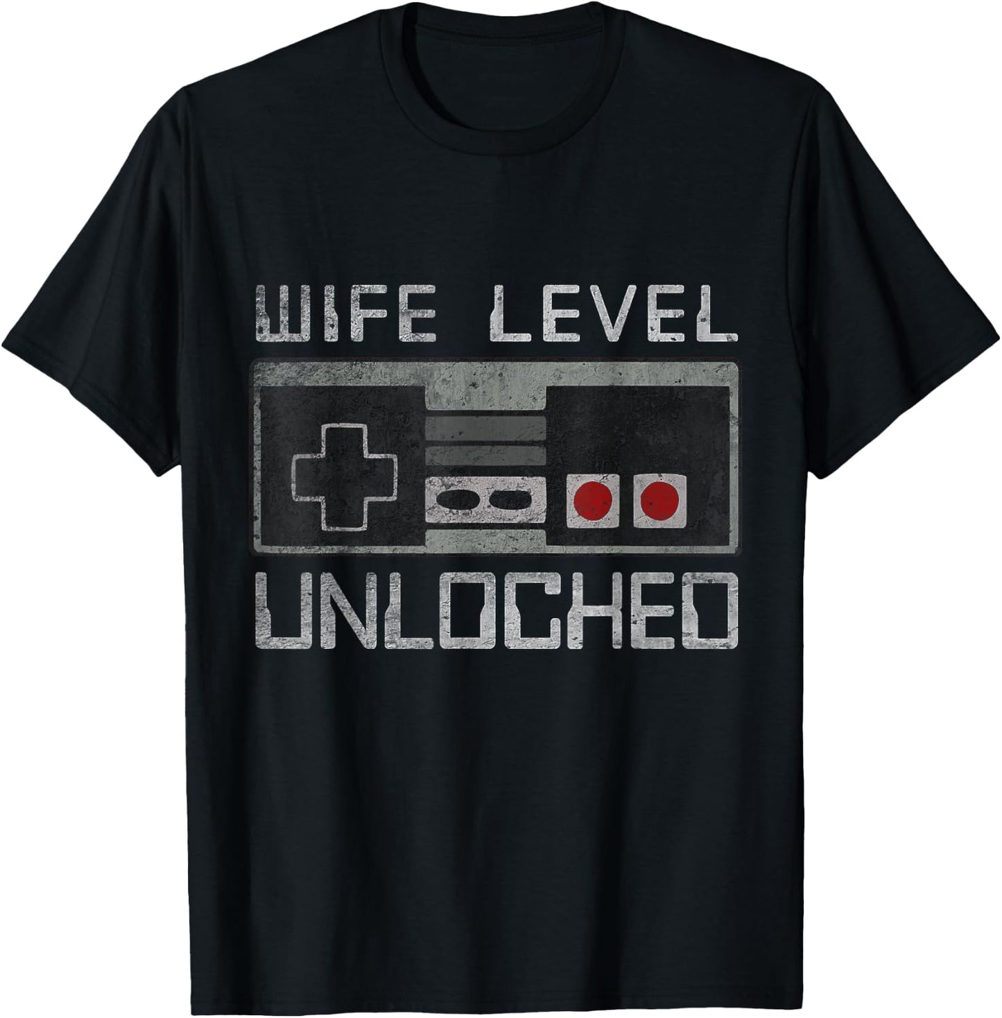 Women Bride Honeymoon Just Married Gamer Wife Level Unlocked T-Shirt - T-Shirt | Black