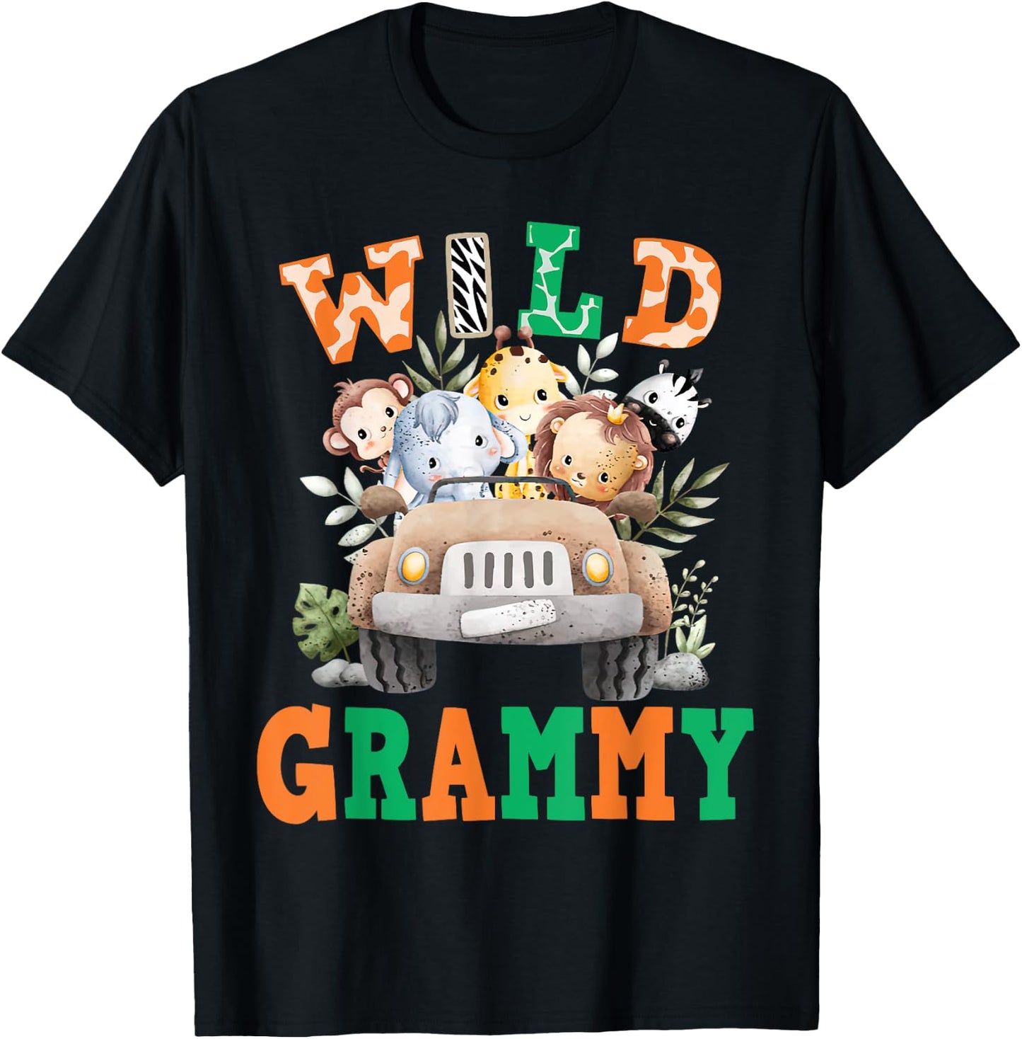 Wild Grammy Zoo Born Two be Wild B-day Safari Jungle Animal T-Shirt - T-Shirt | Black