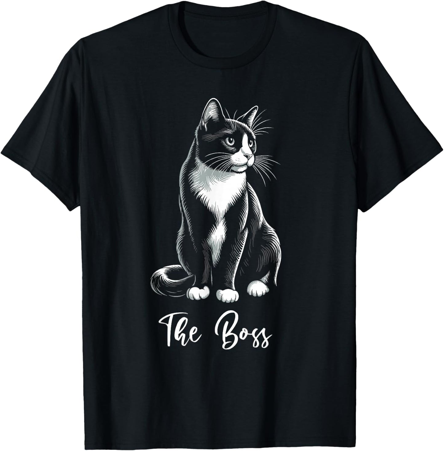 The Boss Tuxedo Cat Lover Kitten Tuxedo Cat Owner T-Shirt - T-Shirt | Black