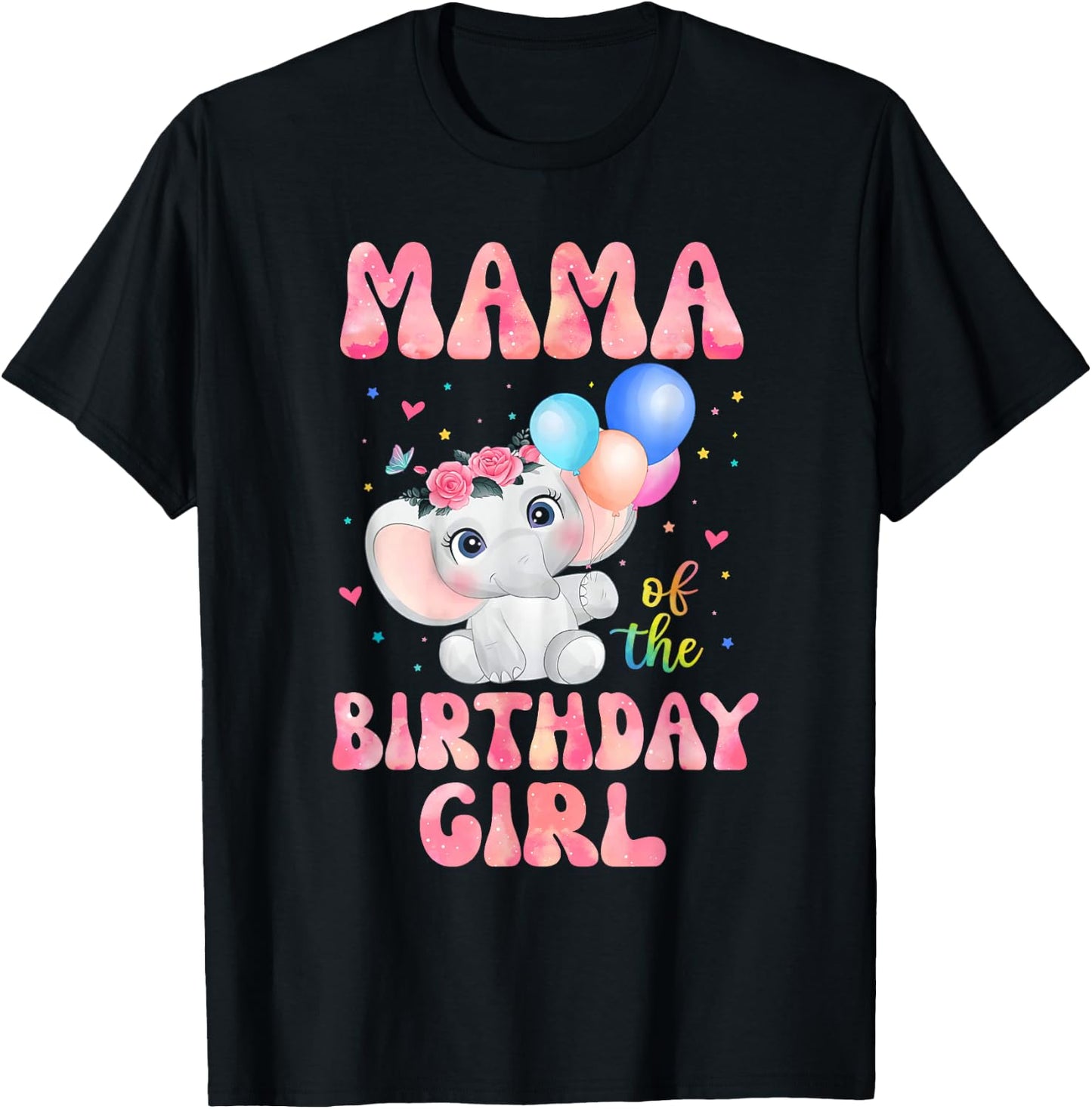 Mama of The Birthday Girl Shirt Elephant Mommy Mom 1st T-Shirt - T-Shirt | Black