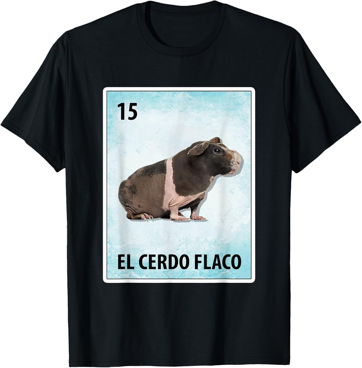 El Cerdo Flaco Mexican Skinny Pig Cards T-Shirt - T-Shirt | Black