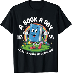 A Book A Day Keeps The Mental Breakdown Away Kids Retro T-Shirt - T-Shirt | Black