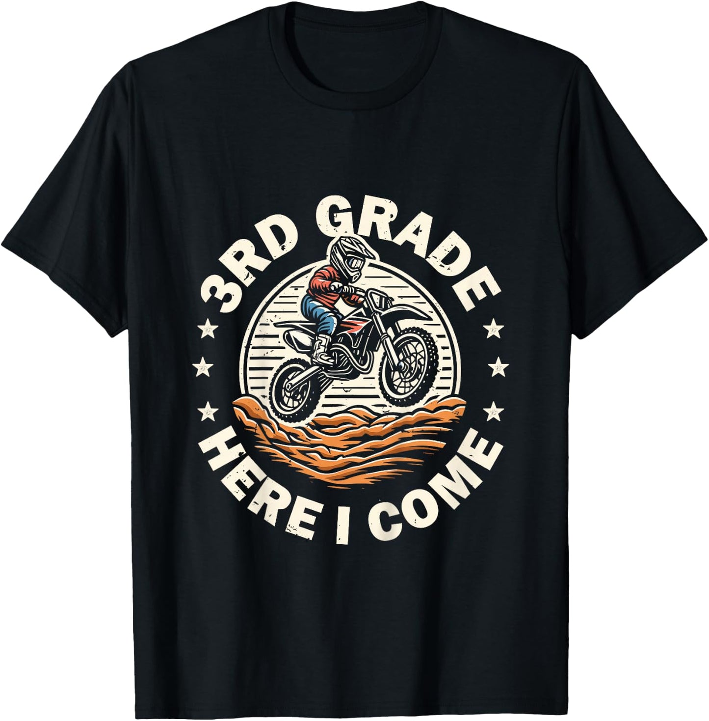 Back To School 3rd Grade Here I Come Motocross Dirt Bike T-Shirt - T-Shirt | Black
