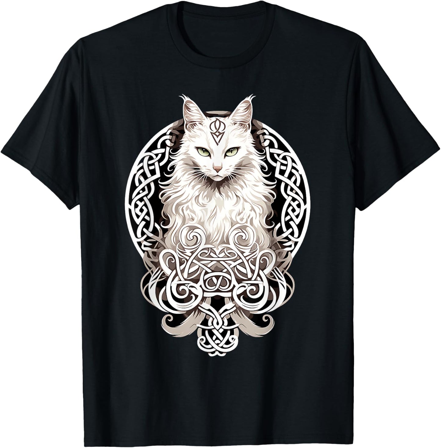 Celtic Cat Knots Wiccan Wicca Animal Pagan Witch Norse Men Women T-Shirt - T-Shirt | Black