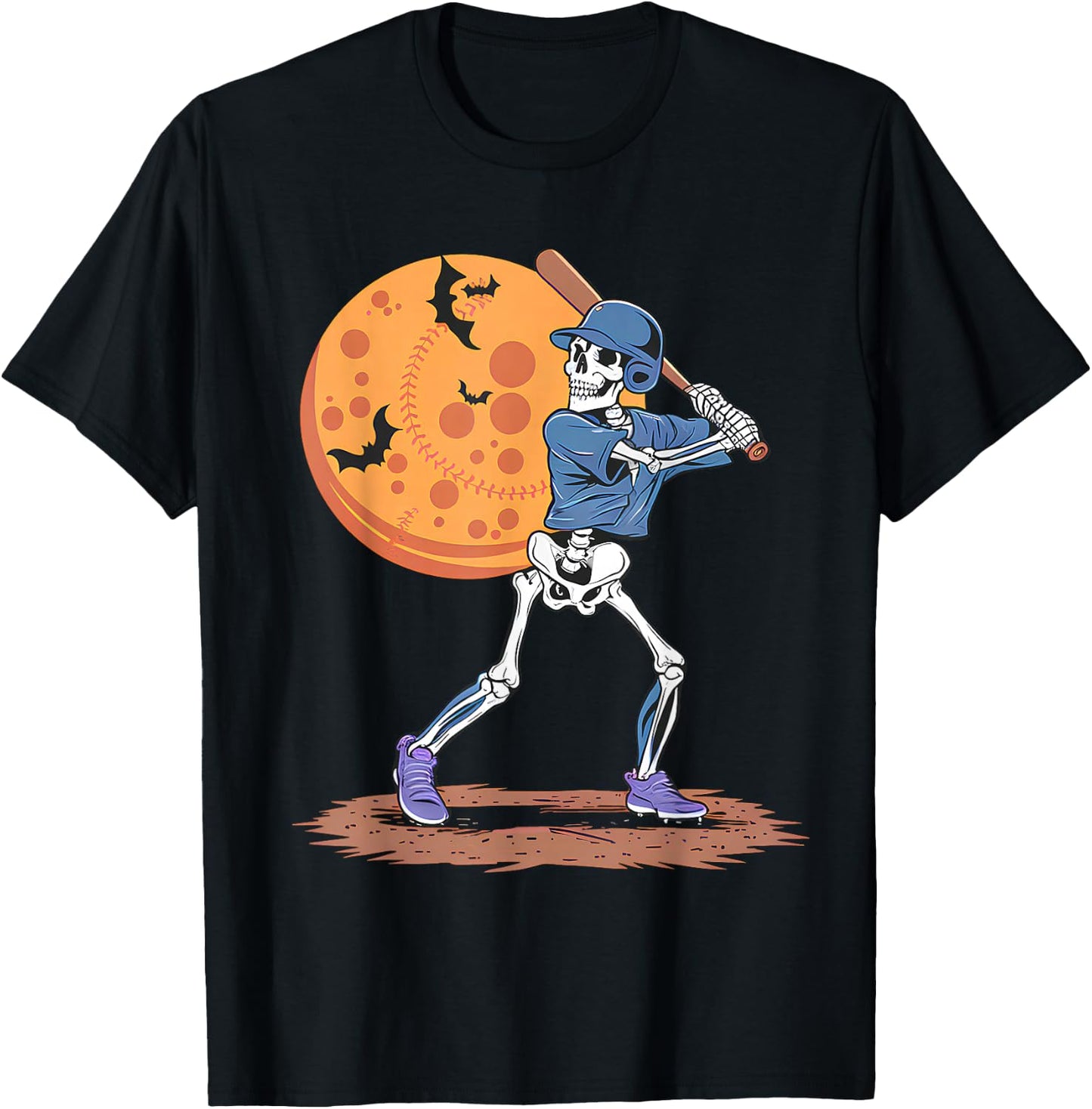 Baseball Skeleton Halloween Player Catcher Pitcher Boys T-Shirt - T-Shirt | Black