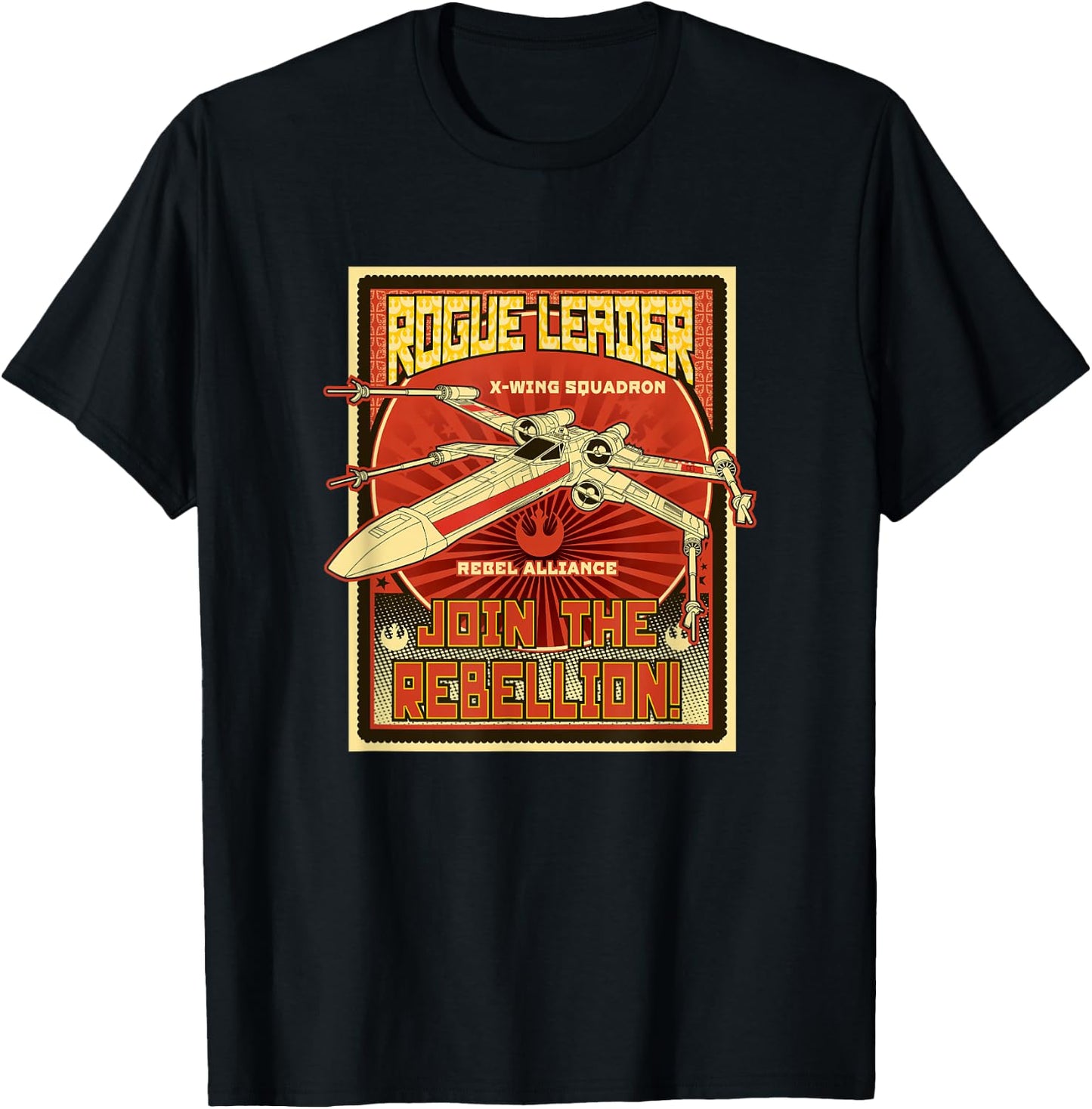 Star Wars X-Wing Fighter Rogue Leader The Rebellion Stamp T-Shirt - T-Shirt | Black