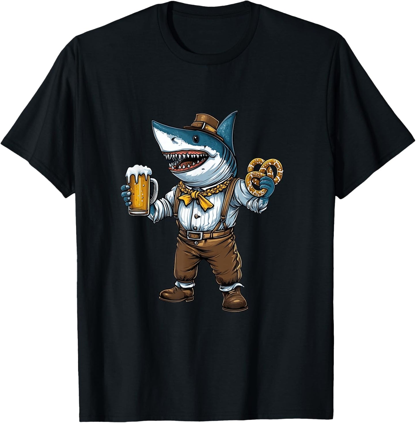 German Oktoberfest Shark Costume Funny Bavarian Men Women T-Shirt - T-Shirt | Black