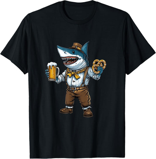 German Oktoberfest Shark Costume Funny Bavarian Men Women T-Shirt - T-Shirt | Black