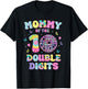 Mommy Of The Double Digits 10 Year Old Birthday Girl Retro T-Shirt - T-Shirt | Black
