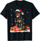 Rottweiler Santa Christmas Tree Light Xmas Puggy Lover Gifts T-Shirt - T-Shirt | Black