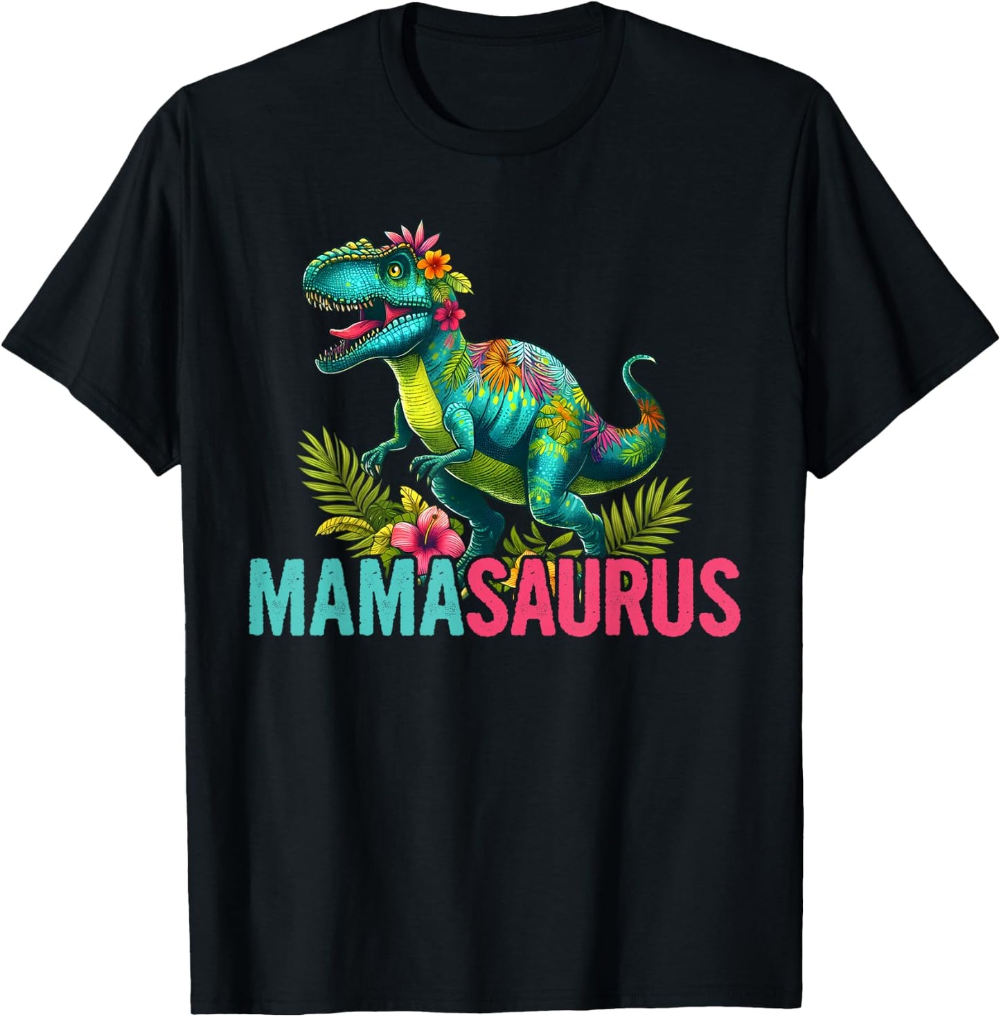 Mamasaurus Dinosaur Mama Saurus Family Matching Women T-Shirt - T-Shirt | Black