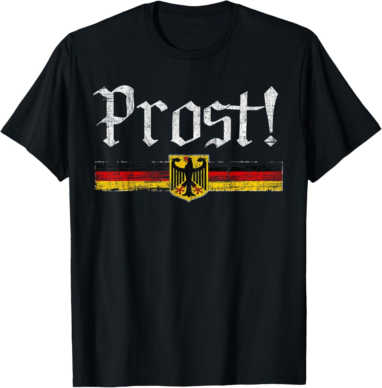 Oktoberfest Drinking Men Women Vintage German Flag Prost T-Shirt - T-Shirt | Black