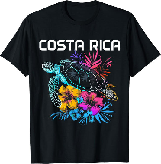 Costa Rica Sea Turtle Flowers Scuba Diving Surfer Souvenir T-Shirt - T-Shirt | Black