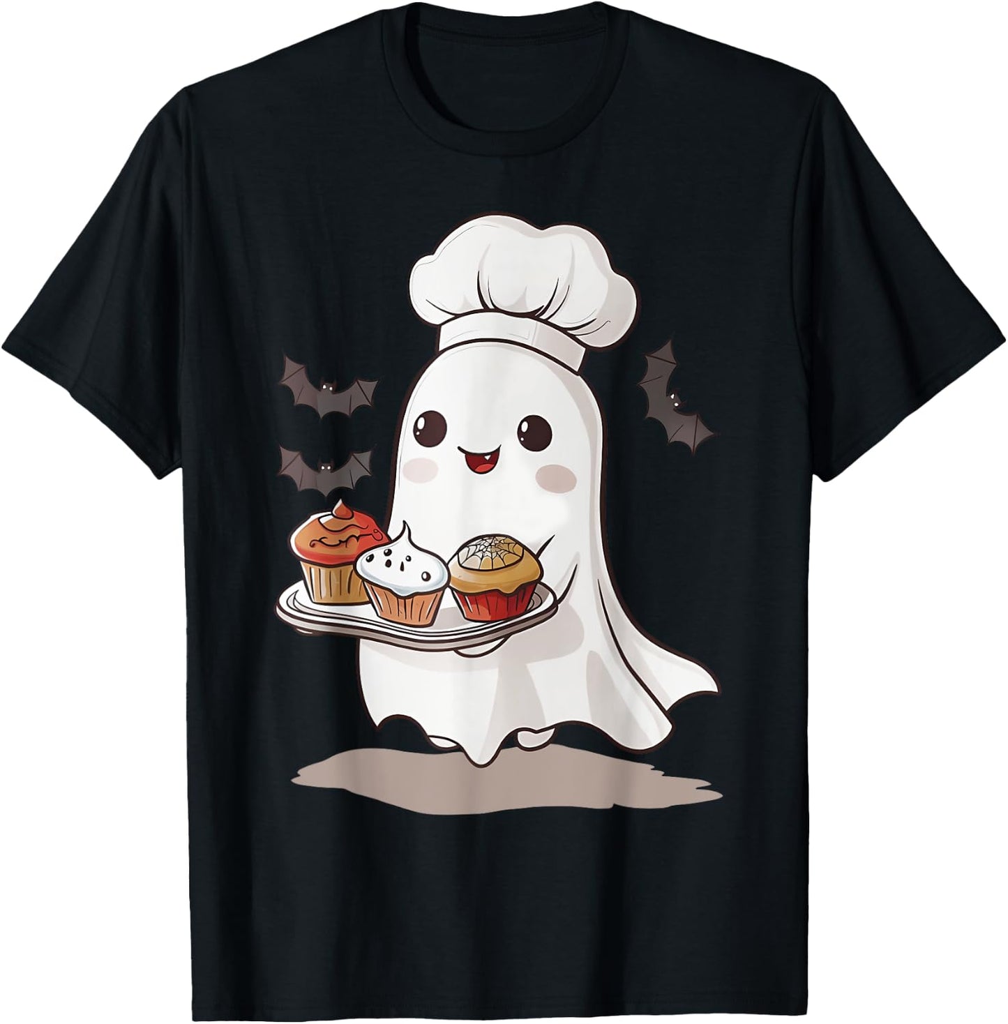 Cute Ghost Chef Baker Halloween Spooky Baking Costume T-Shirt - T-Shirt | Black