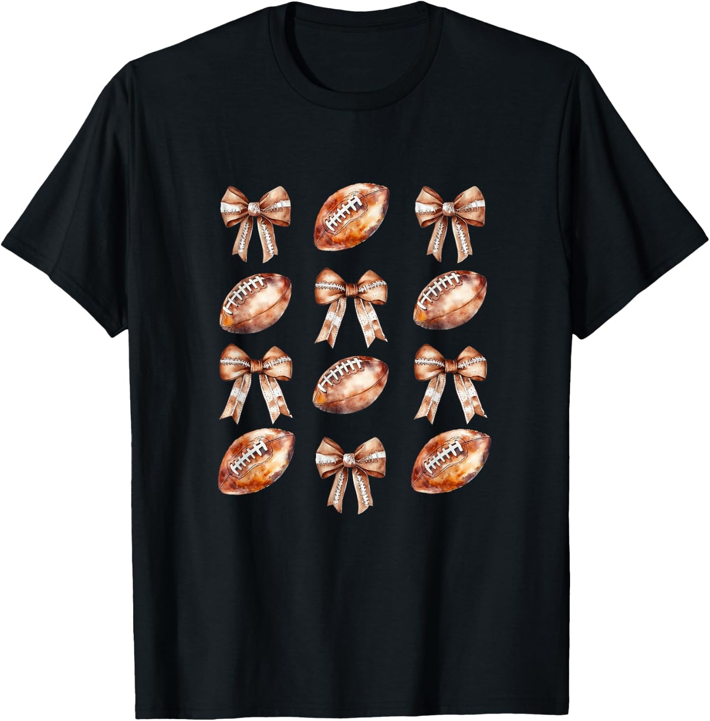 Cheerleader Football Mom Coquette Bow Game Day Women Girls T-Shirt - T-Shirt | Black