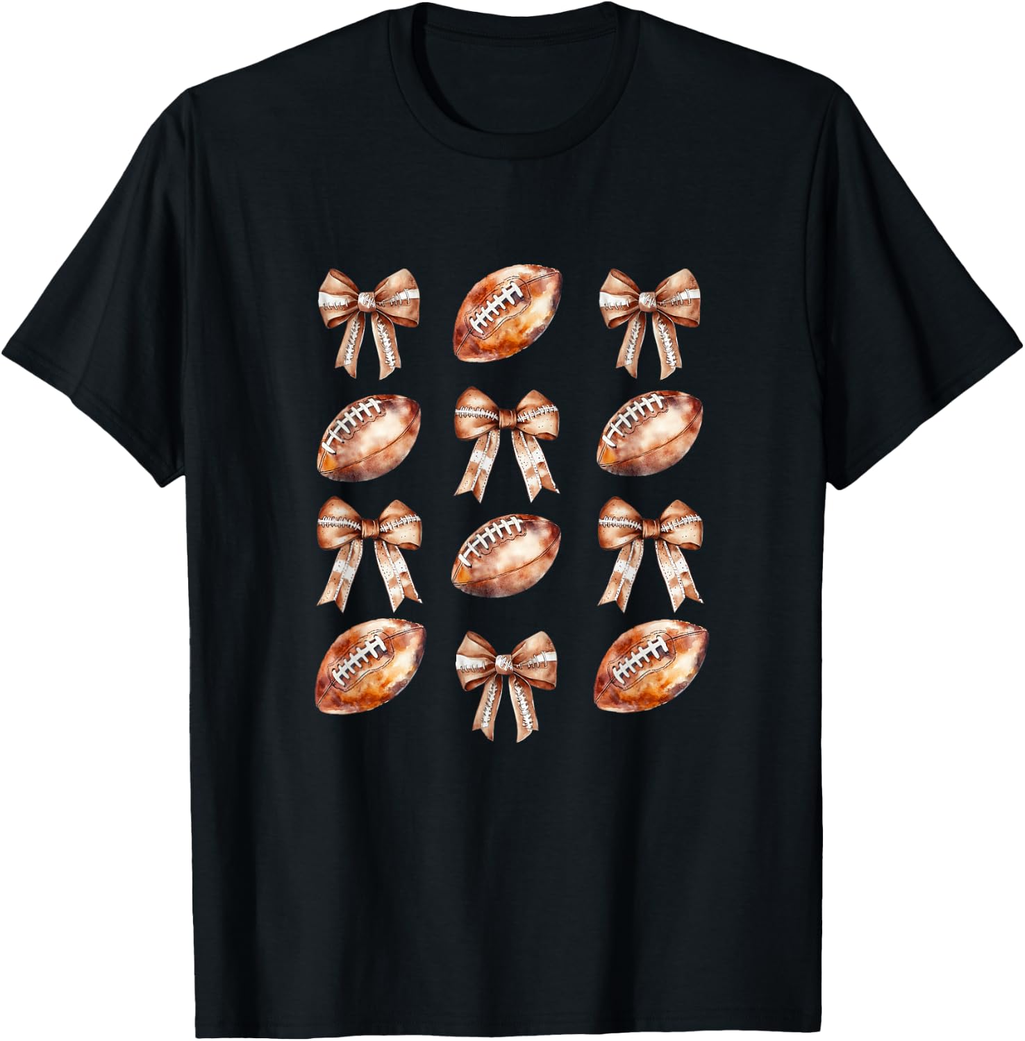 Cheerleader Football Mom Coquette Bow Game Day Women Girls T-Shirt - T-Shirt | Black