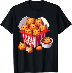 Kitten Nuggets Funny Cats and Chicken Nuggets Lover T-Shirt - T-Shirt | Black
