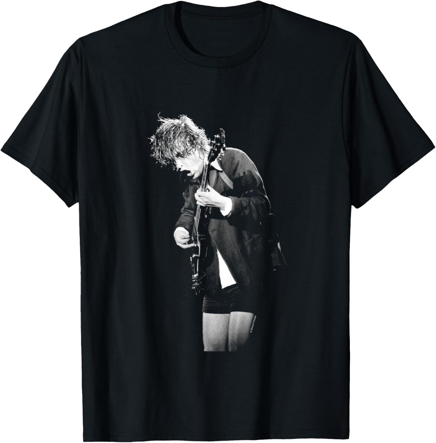 ACDC Guitarist Angus Young Live By Simon Fowler T-Shirt - T-Shirt | Black