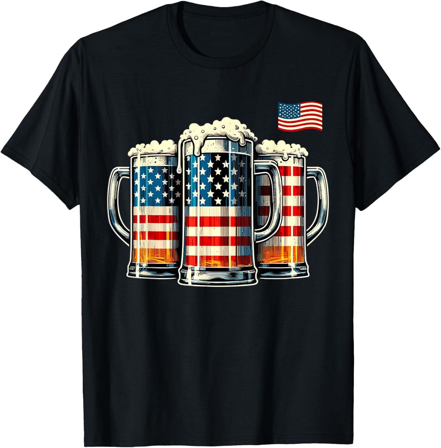 Beer American Flag T-Shirt - T-Shirt | Black