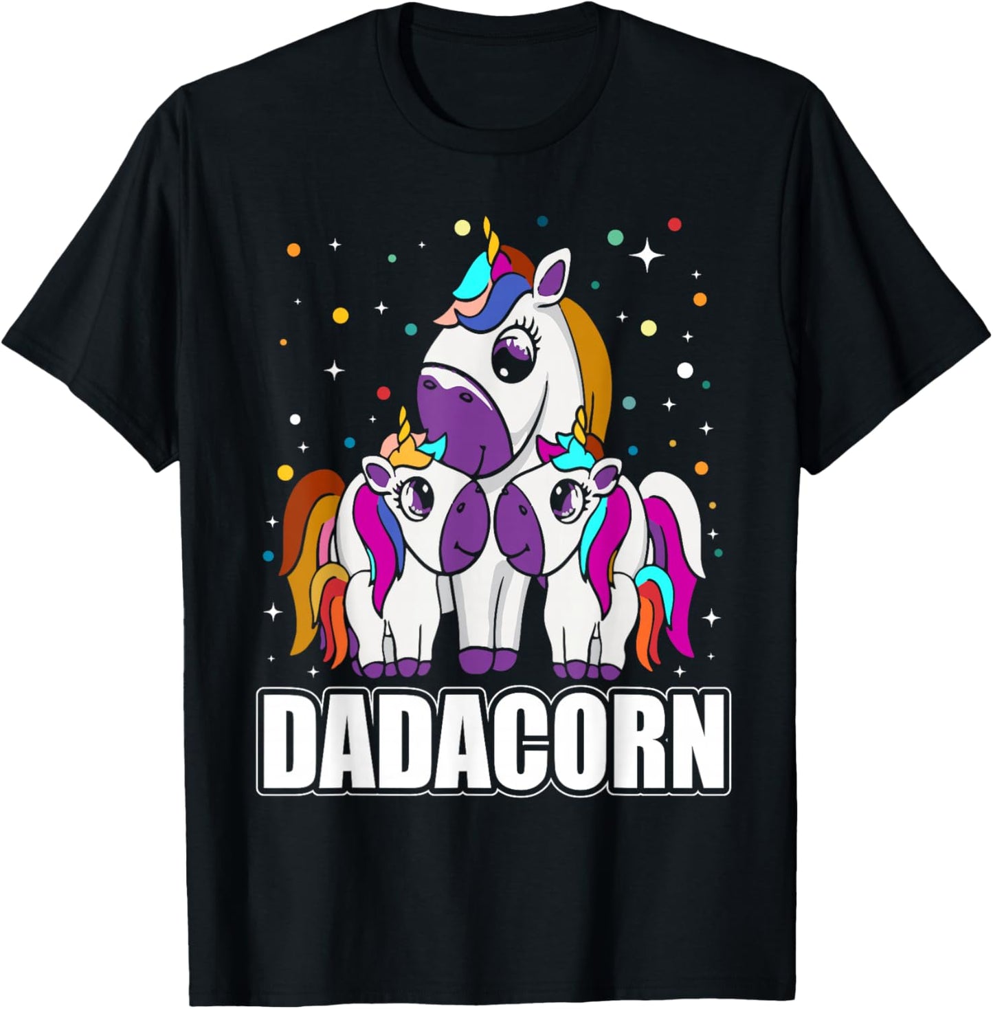 Dadacorn Daddy Unicorn 2 Kids Fathers Day Papa T-Shirt - T-Shirt | Black
