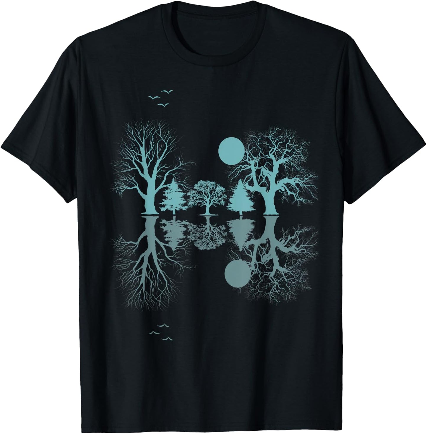 Wildlife Trees Outdoors Nature Retro Forest Vintage Graphic T-Shirt - T-Shirt | Black