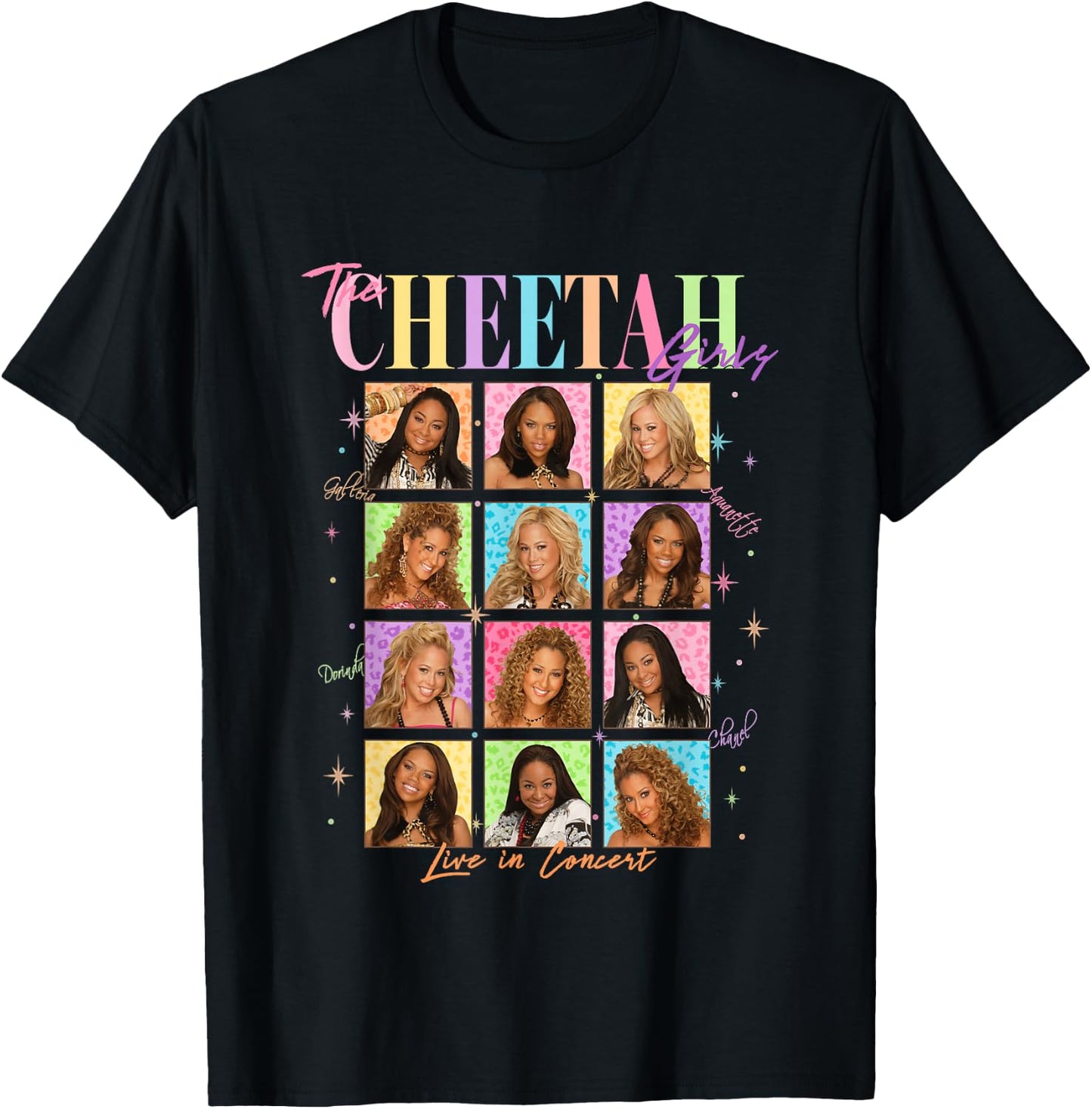 Disney The Cheetah Girls Colorful Box Ups Retro Collage T-Shirt - T-Shirt | Black