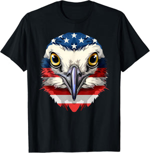 American Flag Killdeer Face Patriotic Bird Face 4th Of July T-Shirt - T-Shirt | Black