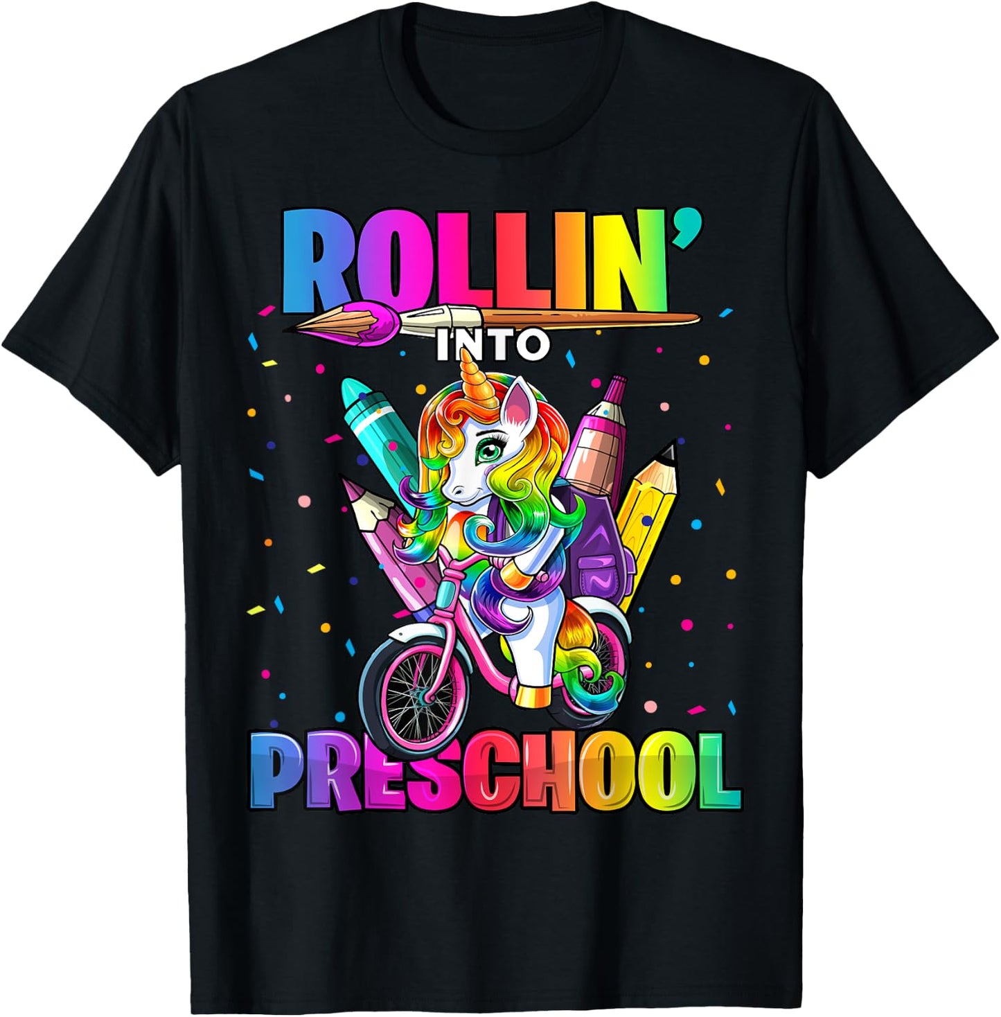 Preschool Unicorn Back to School First Day of School Girls T-Shirt - T-Shirt | Black