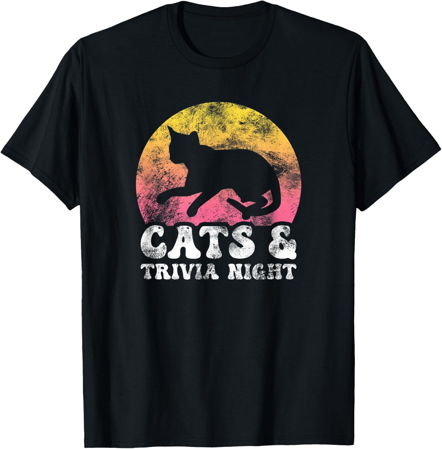 Funny Cats & Trivia Night Vintage Retro Hobby T-Shirt - T-Shirt | Black