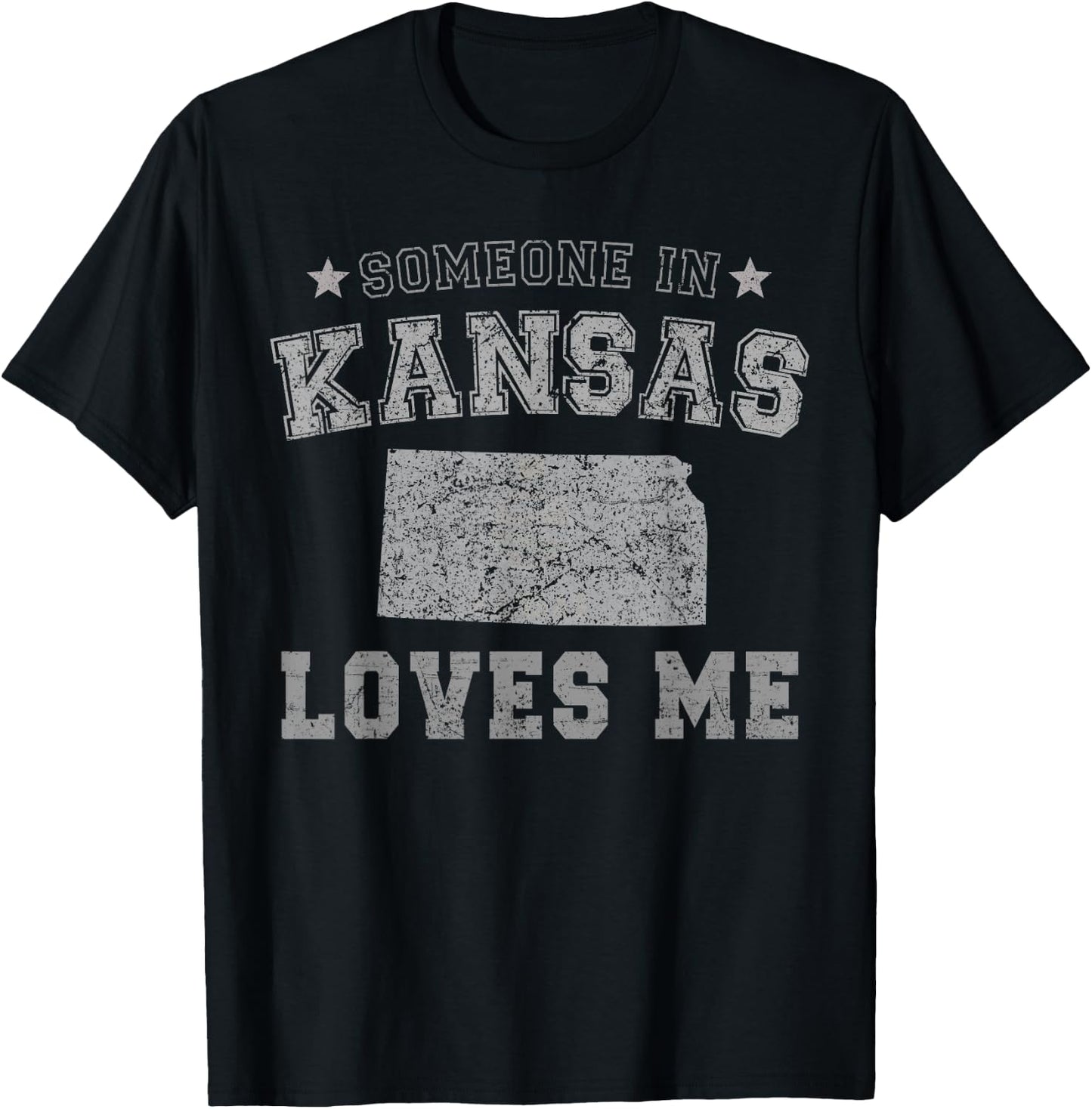 Someone In Kansas Loves Me Heart Vintage State T-Shirt - T-Shirt | Black