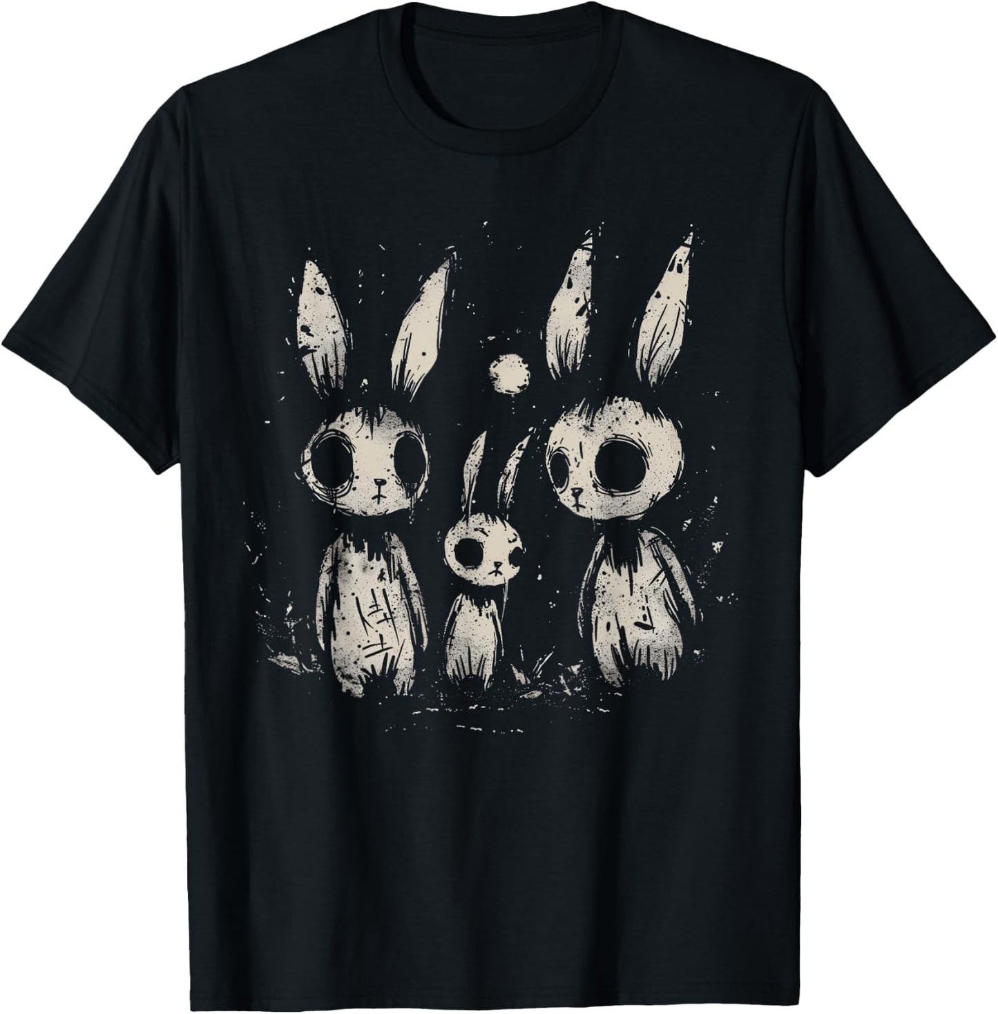 Creepy Cute Bunny Rabbits Horror Goth Grunge Alt Aesthetic T-Shirt - T-Shirt | Black