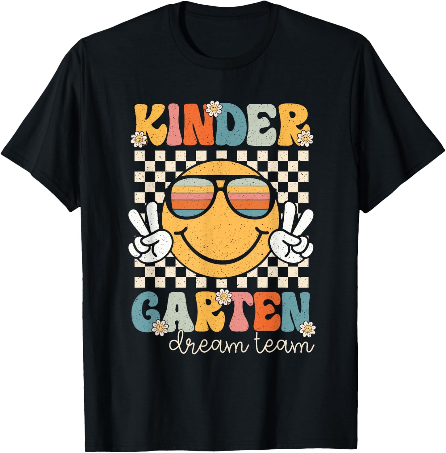 KinderGarten Dream Team Smile Retro Back To School Kinder T-Shirt - T-Shirt | Black
