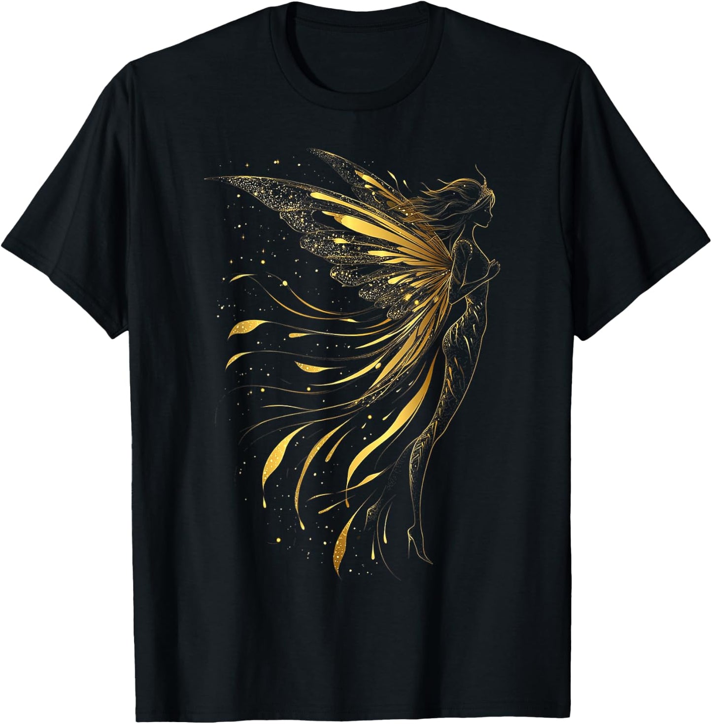 Fairy Mythical Motif Fantasy Artwork Fairy T-Shirt - T-Shirt | Black