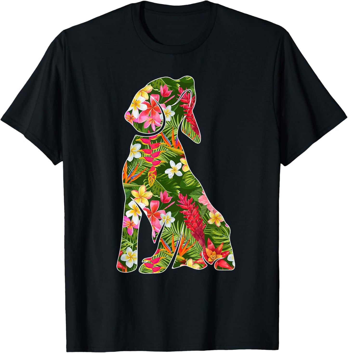 Funny Silhouette Of Beagle Dog Hawaiian Floral Summer Vibes Women Kids T-Shirt - T-Shirt | Black