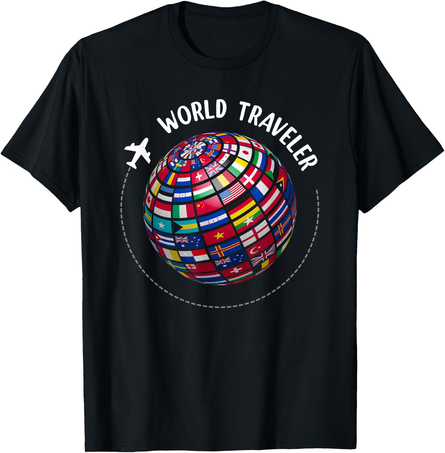World Traveler Map, World Flags Traveler, Countries Map T-Shirt - T-Shirt | Black