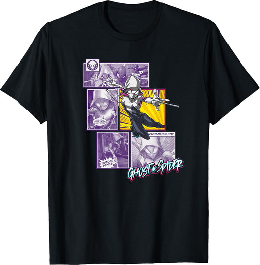 Marvel Comics Spider-Gwen Ghost-Spider Comic Panel T-Shirt - T-Shirt | Black